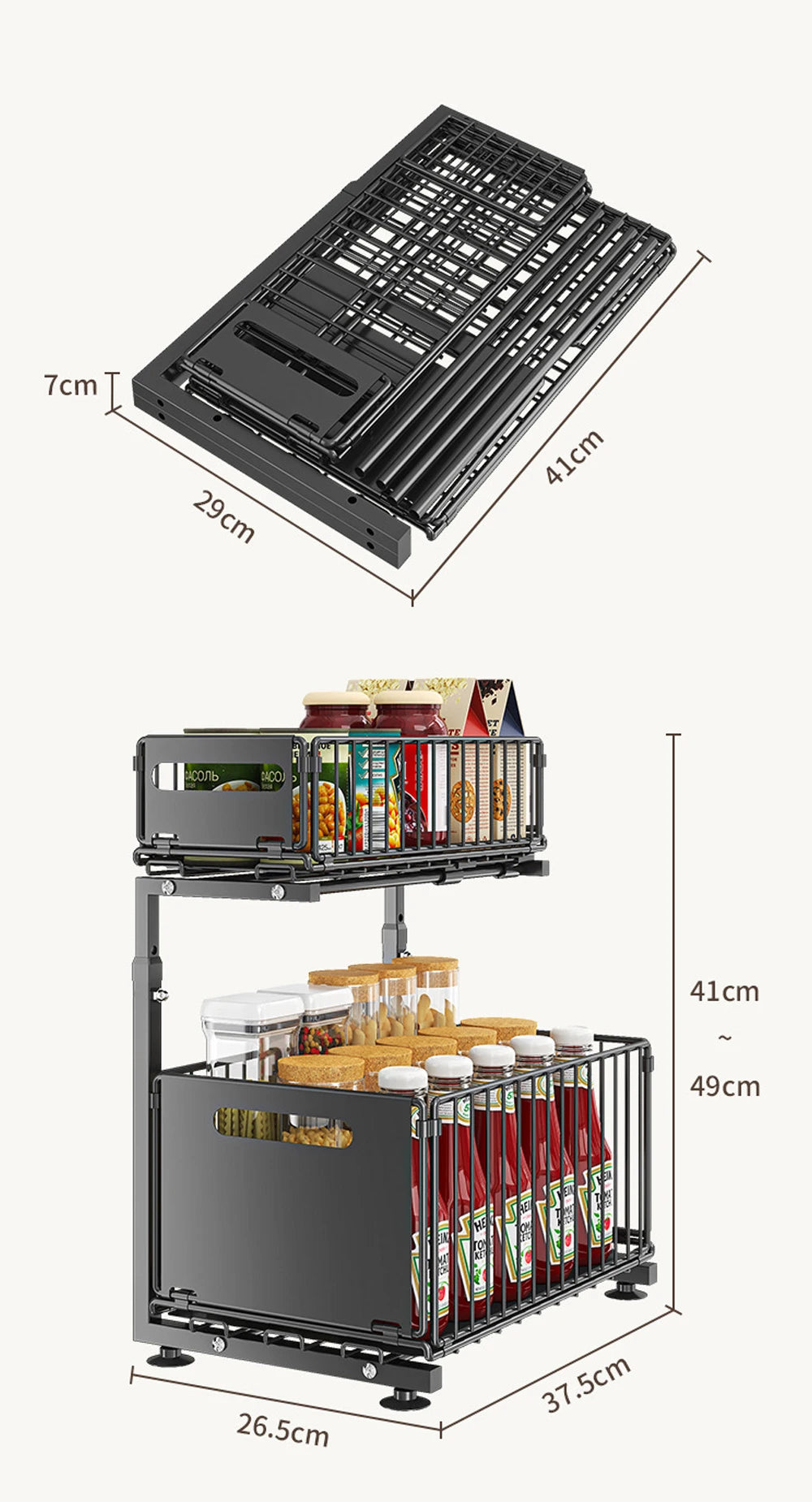Undersink Pull-Out Organizer Cabinet (2 Tiers) - Maximize Space, Minimize Mess