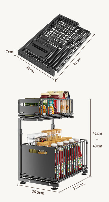 Undersink Pull-Out Organizer Cabinet (2 Tiers) - Maximize Space, Minimize Mess