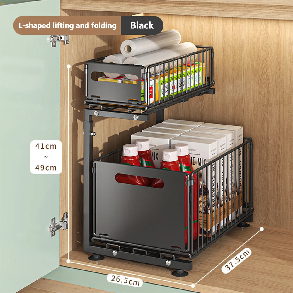 Undersink Pull-Out Organizer Cabinet (2 Tiers) - Maximize Space, Minimize Mess