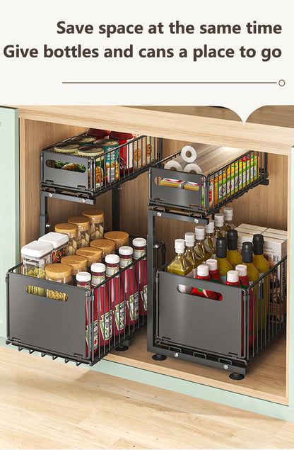 Undersink Pull-Out Organizer Cabinet (2 Tiers) - Maximize Space, Minimize Mess