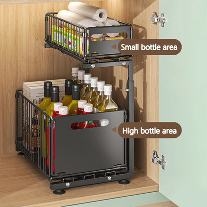 Undersink Pull-Out Organizer Cabinet (2 Tiers) - Maximize Space, Minimize Mess
