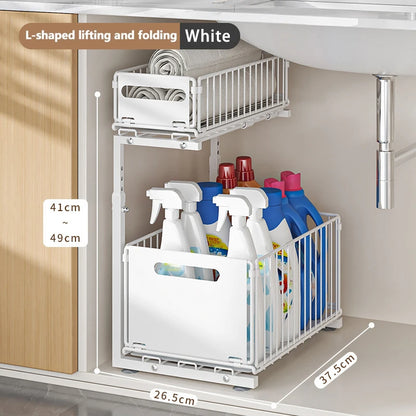 Undersink Pull-Out Organizer Cabinet (2 Tiers) - Maximize Space, Minimize Mess