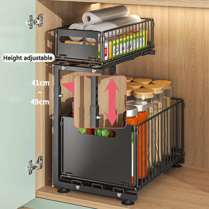 Undersink Pull-Out Organizer Cabinet (2 Tiers) - Maximize Space, Minimize Mess