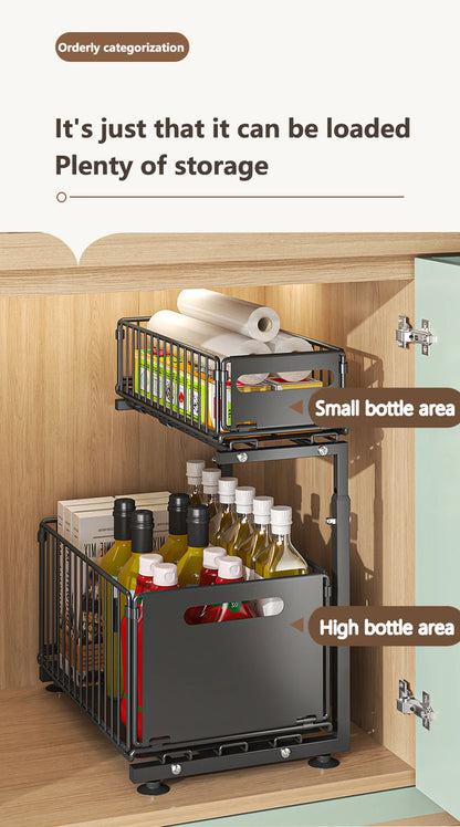 Undersink Pull-Out Organizer Cabinet (2 Tiers) - Maximize Space, Minimize Mess