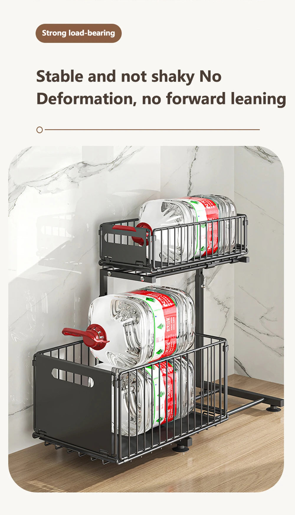 Undersink Pull-Out Organizer Cabinet (2 Tiers) - Maximize Space, Minimize Mess