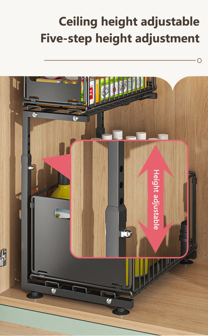 Undersink Pull-Out Organizer Cabinet (2 Tiers) - Maximize Space, Minimize Mess