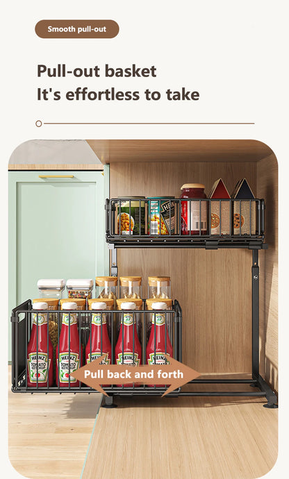 Undersink Pull-Out Organizer Cabinet (2 Tiers) - Maximize Space, Minimize Mess